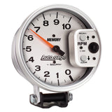 GAUGE; TACHOMETER; 5in.; 10K RPM; PEDESTAL W/PEAK MEMORY; SILVER; AUTO GAGE