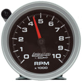 GAUGE; TACH; 3 3/4in.; 10K RPM; PEDESTAL W/EXT SHIFT LIGHT; BLK DIAL BLK CASE; A