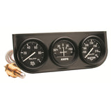 GAUGE CONSOLE; OILP/WTMP/AMP; 2in.; 100PSI/280deg.F/60A; BLK DIAL; BLK BZL; AUTO