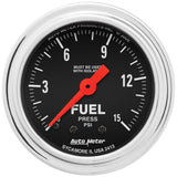 GAUGE; FUEL PRESSURE; 2 1/16in.; 15PSI; MECH. W/ISOLATOR; TRADITIONAL CHROME