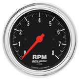 GAUGE; TACHOMETER; 3 3/8in.; 8K RPM; IN-DASH; TRADITIONAL CHROME