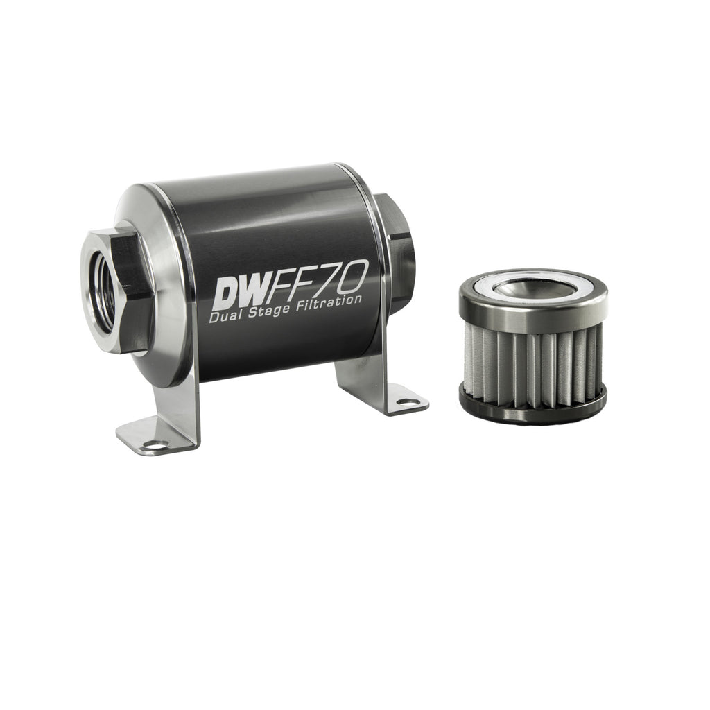 Deatschwerks In-line fuel filter element and housing kit, stainless steel 10 micron, -10AN, 70mm. Universal