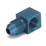 FITTING; ADAPTER; 90deg.; 1/8in. NPTF FEMALE TO-4AN MALE; ALUMINUM; BLUE ANODIZE