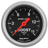 GAUGE; BOOST; 2 1/16in.; 15PSI; MECHANICAL; SPORT-COMP