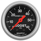 GAUGE; BOOST; 2 1/16in.; 60PSI; MECHANICAL; SPORT-COMP