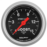 GAUGE; BOOST; 2 1/16in.; 15PSI; DIGITAL STEPPER MOTOR; SPORT-COMP