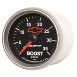 GAUGE; BOOST; 2 1/16in.; 35PSI; MECHANICAL; CHEVY RED BOWTIE; BLACK