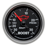 GAUGE; VAC/BOOST; 2 1/16in.; 30INHG-30PSI; DIGITAL STEPPER MOTOR; CHEVY RED BOWT