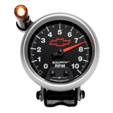 GAUGE; TACHOMETER; 3 3/4in.; 10K RPM; PEDESTAL W/EXT. QUICK-LITE; CHEVY RED BOWT