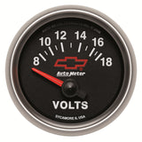 GAUGE; VOLTMETER; 2 1/16in.; 18V; ELECTRIC; CHEVY RED BOWTIE; BLACK