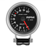 GAUGE; TACHOMETER; 3 3/4in.; 10K RPM; PEDESTAL W/RED LINE; SPORT-COMP