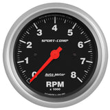 GAUGE; TACHOMETER; 3 3/8in.; 8K RPM; IN-DASH; SPORT-COMP