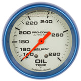 GAUGE; OIL TEMP; 2 5/8in.; 140-280deg.F; LIQUID FILLED MECH; GLOW IN DARK; ULTRA