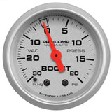 GAUGE; VAC/BOOST; 2 1/16in.; 30INHG-20PSI; MECHANICAL; ULTRA-LITE