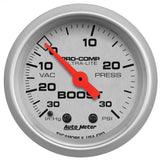 GAUGE; VAC/BOOST; 2 1/16in.; 30INHG-30PSI; MECHANICAL; ULTRA-LITE