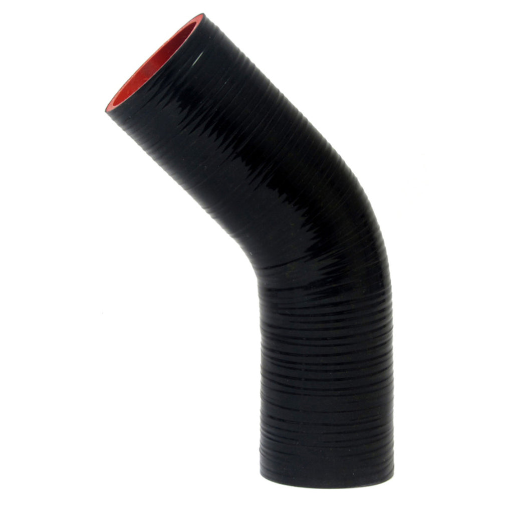 HPS 1/2" ID, 10" Leg, Silicone 45 Degree Elbow Coupler Hose, High Temp 4-ply Reinforced, Black (13mm ID)