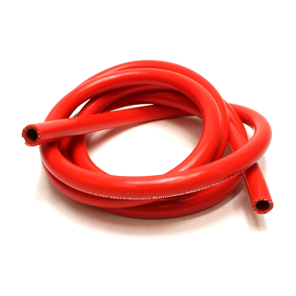 HPS 1/2" ID Red high temp reinforced silicone heater hose 10 feet roll, Max Working Pressure 80 psi, Max Temperature Rating: 350F, Bend Radius: 2-1/2"