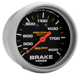 GAUGE; BRAKE PRESS; 2 5/8in.; 2000PSI; LIQUID FILLED MECH; PRO-COMP