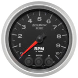 GAUGE; TACH; 3 3/8in.; 10K RPM; IN-DASH W/SHIFT LIGHT/PEAK MEM; ELITE