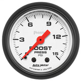 GAUGE; BOOST; 2 1/16in.; 15PSI; MECHANICAL; PHANTOM