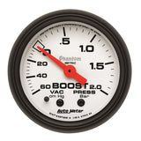 GAUGE; VAC/BOOST; 2 1/16in.; 60CMHG-2.0BAR; MECHANICAL; PHANTOM