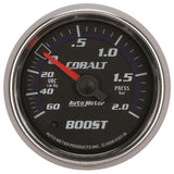 GAUGE; VAC/BOOST; 2 1/16in.; 60CMHG-2.0BAR; MECHANICAL; COBALT