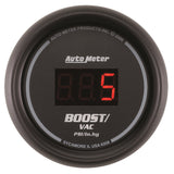 GAUGE; VAC/BOOST; 2 1/16in.; 30INHG-30PSI; DIGITAL; BLACK DIAL W/RED LED