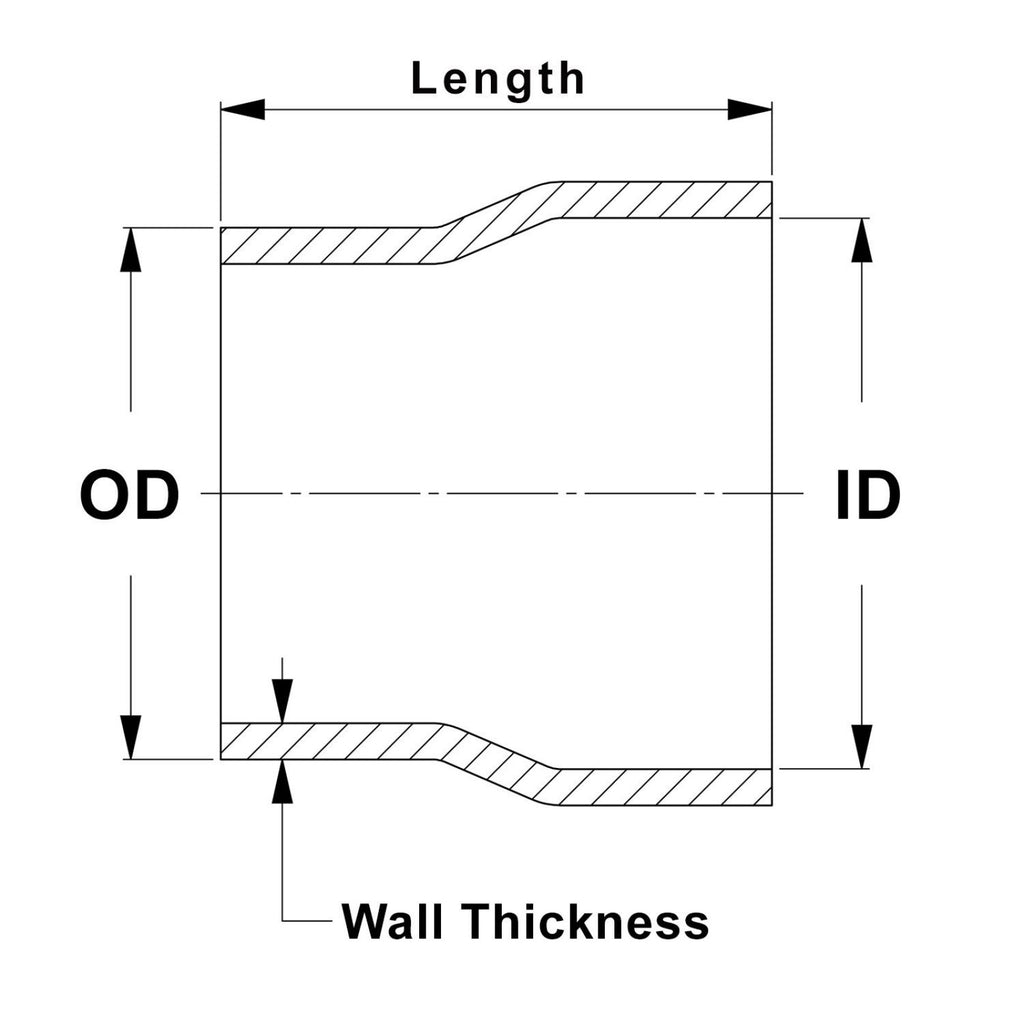 HPS 1.5" OD to 1.5" ID, 6061 Aluminum Slip Fit Transition Reducer Tube Joiner, 4" Long