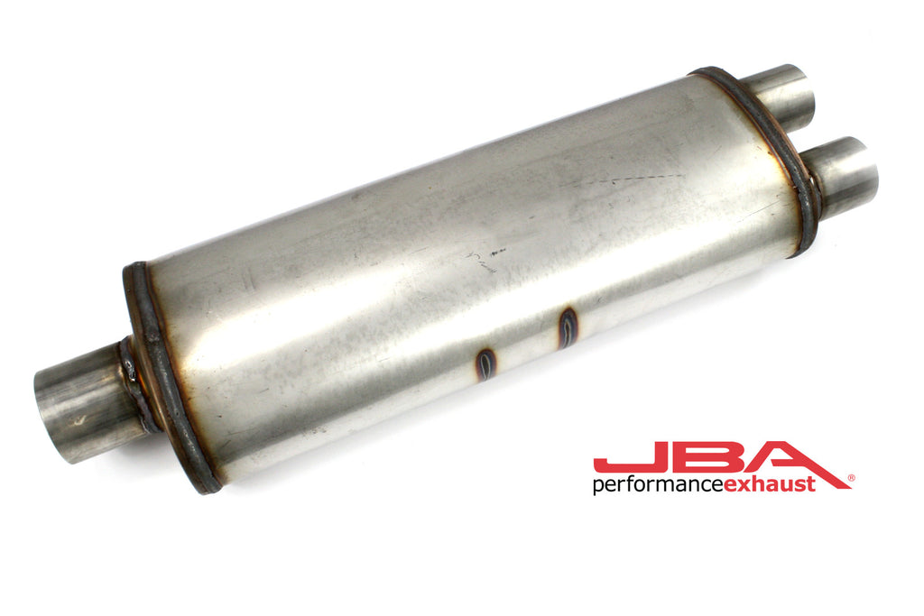 JBA Performance Chambered 304SS Muffler 3" Center Inlet/2.5" Dual Outlet