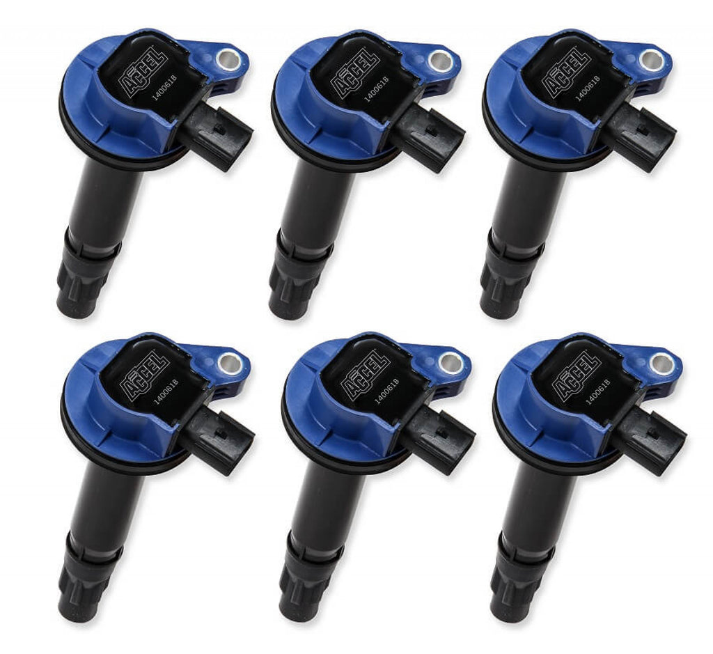 ACCEL Ignition Coil - Super Coil series - 2007-2016 Ford 3.5L/3.7L V6, Blue, 6-pack