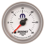 GAUGE; BOOST; 2 1/16in.; 30PSI; DIGITAL STEPPER MOTOR; WHITE; MOPAR