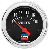 GAUGE; VOLTMETER; 2-1/16in.; 8-18 VOLTS; ELEC; MOPAR CLASSIC