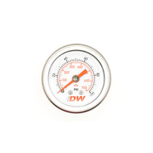 Load image into Gallery viewer, Deatschwerks Mechanical fuel pressure gauge. 1/8 NPT.  0-100 psi. 1.5&quot; diameter. White face