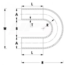 Load image into Gallery viewer, HPS 3&quot; OD 180 Degree U Bend 6061 Aluminum Elbow Pipe 16 Gauge w/ 4&quot; CLR