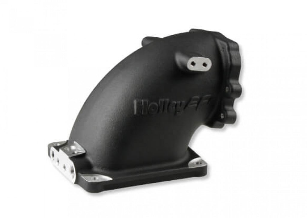 Holley EFI Cast Aluminum 4500 EFI Throttle Body Intake Elbow-Ford 5.0 To 4500-Black Finish