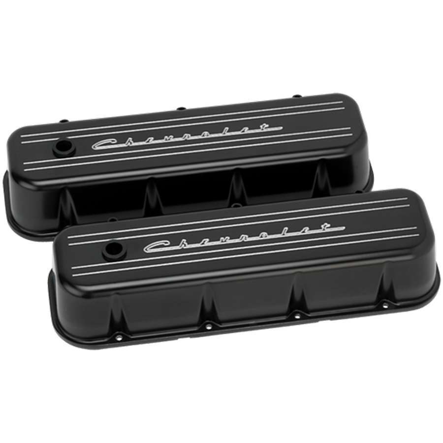 BBC Tall Valve Cover Chevrolet Script Black