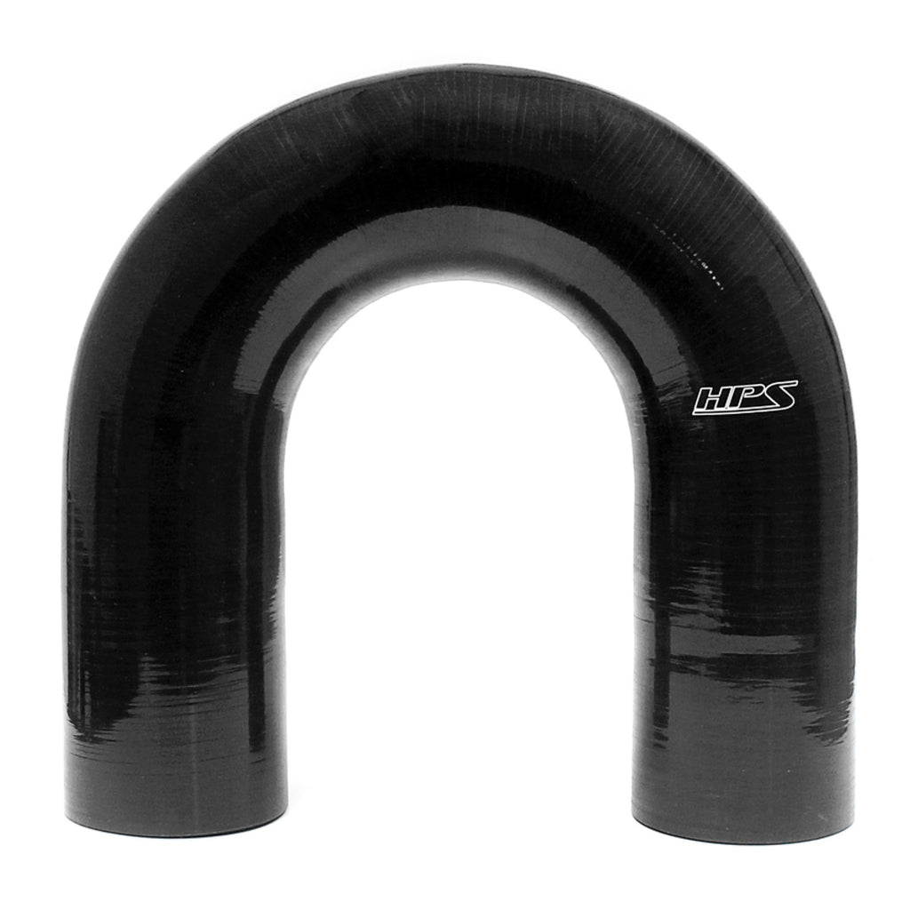 HPS 2.25" ID High Temp 4-ply Reinforced Silicone 180 Degree U Bend Elbow Coupler Hose Black (57mm ID)