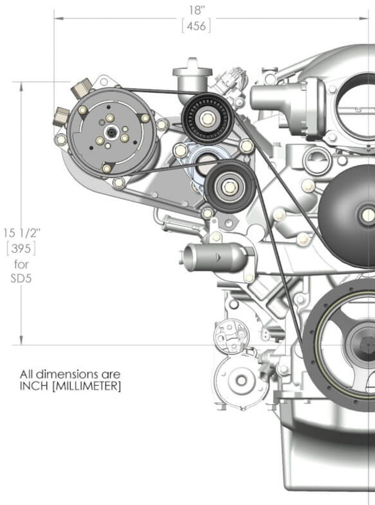 Holley LS High-Mount A/C Accessory Drive Kit - Includes SD508 A/C Compressor, Tensioner, & Pulleys