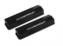 Load image into Gallery viewer, Holley GM Licensed Valve Cover - Track Series - SBC - Fabricated Aluminum - Center Bolt - Black
