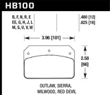 DTC-30 Disc Brake Pad; 0.480 Thickness; Fits Wilwood DL; Outlaw; Sierra;