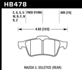 HPS Disc Brake Pad; 0.605 Thickness; w/Upper Notch And Spring;