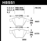 HPS Disc Brake Pad; 0.748 Thickness;