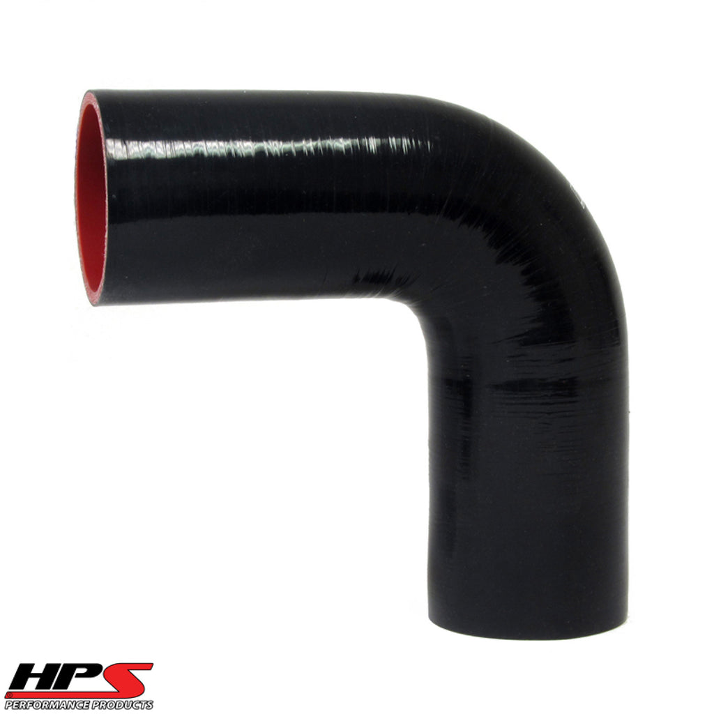 HPS 2-1/2"x5" ID High Temp 4-ply Reinforced Silicone 90 Degree Elbow Coupler Hose Black (63mm ID)