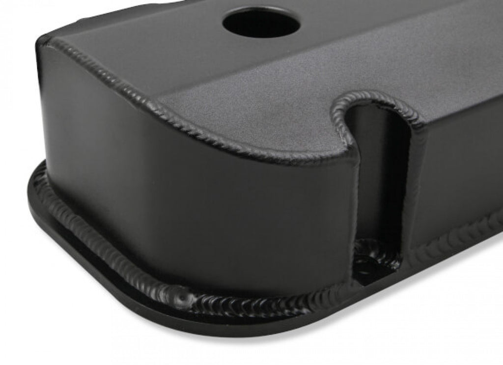 Holley GM Licensed Valve Cover - Track Series  - BBC - Fabricated Aluminum - Short Bolt - Black