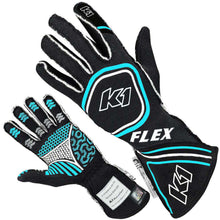 Load image into Gallery viewer, Glove Flex Medium Black / Flo Blue SFI / FIA