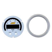 Load image into Gallery viewer, AEM X-Series Pressure Gauge 0-15psi Accessory Kit Silver Bezel &amp; White Boost/Fuel Faceplate