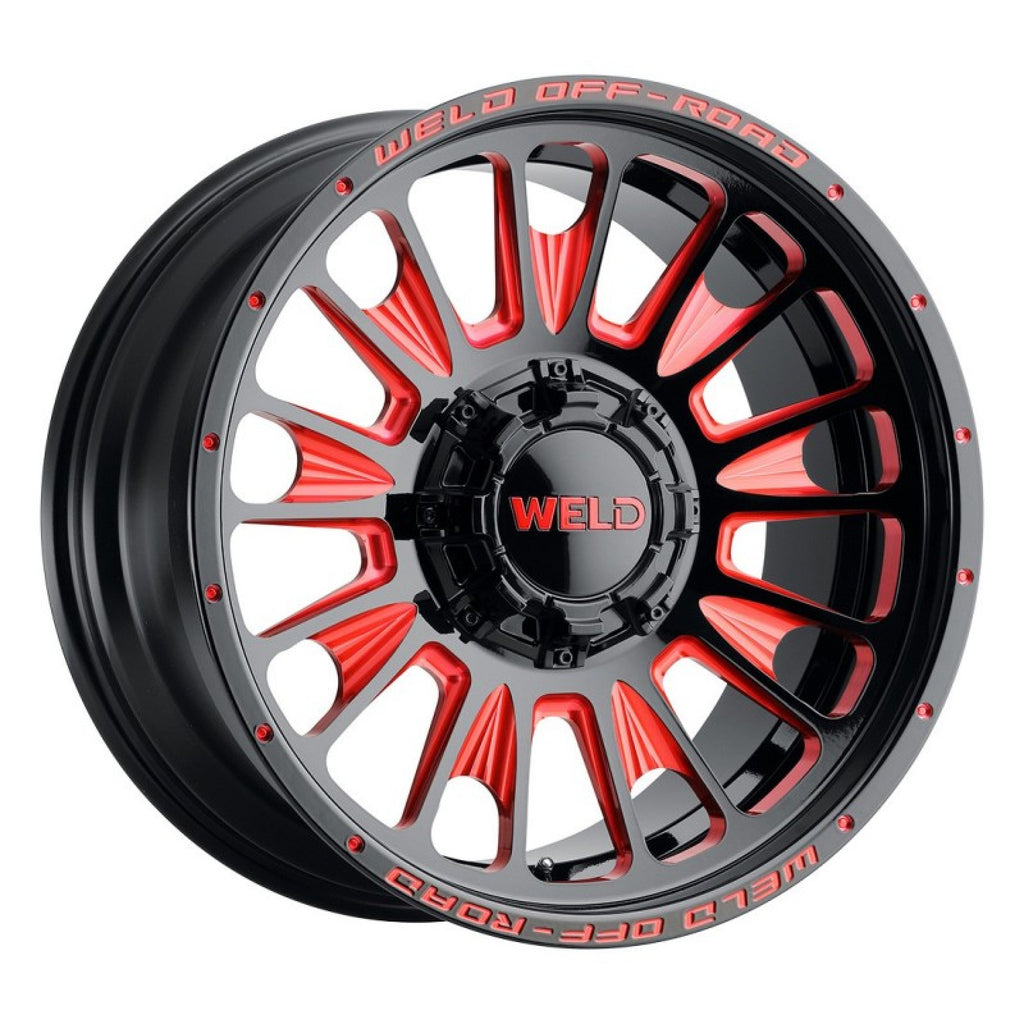 WELD Off-Road 22x12 Scorch 5x127 5x139.7 ET-44 BS4.75 Gloss BLK MIL RED 87.1 Wheel