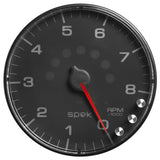 GAUGE; TACHOMETER; 5in.; 8K RPM; W/SHIFT LIGHT/PEAK MEM; BLACK/BLACK; SPEK-PRO