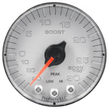 GAUGE; VAC/BOOST; 2 1/16in.; 30INHG-30PSI; STEPPER MTR W/PK/WRN;SLVR/CHRME; SPEK