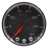 GAUGE; BOOST; 2 1/16in.; 35PSI; STEPPER MOTOR W/PEAK/WARN; BLK/CHROME; SPEK-PRO